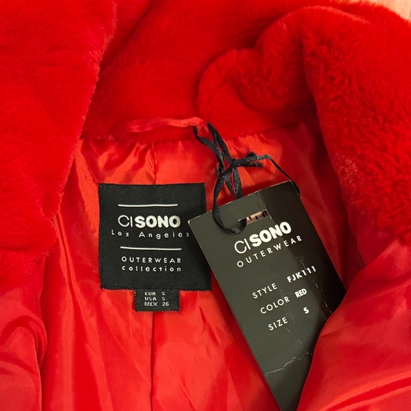 Bold Red Faux Fur Jacket - Picture 5 of 5